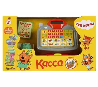 Касса Играем вместе "Три кота" с набором продуктов (свет, звук) арт.ZY785622-R