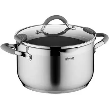 Кастрюля NADOBA NITA 24 см/6,1 л, нержавеющая сталь, со стеклянной крышкой