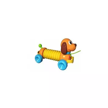 Каталка Собачка на бат(свет,звук)на веревочке в коробке WD3772