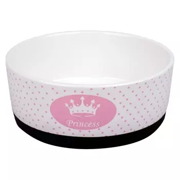 КерамикАрт миска керамическая для собак 400 мл белая с розовой лапкой