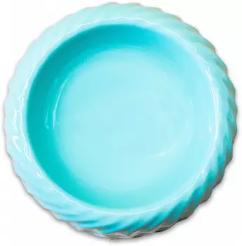 КерамикАрт миска керамическая для животных 300мл, с волнами бирюзовый