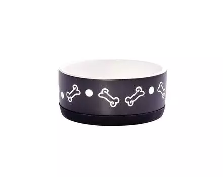 КерамикАрт миска керамическая нескользящая для собак 400 мл черная с косточками