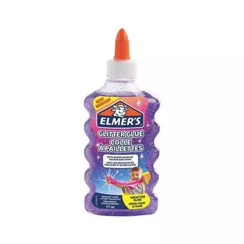 Клей для слаймов канцелярский с блестками ELMERS "Glitter Glue", 177 мл, фиолетовый, 2077253