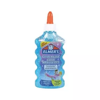 Клей для слаймов канцелярский с блестками ELMERS "Glitter Glue", 177 мл, голубой, 2077252