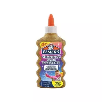 Клей для слаймов канцелярский с блестками ELMERS "Glitter Glue", 177 мл, золотой, 2077251