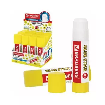 Клей-карандаш BRAUBERG "Смайлики", 25 г, 227970, PVP (12 шт.)