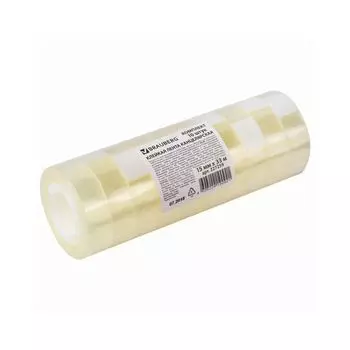 Клейкие ленты 15 мм х 33 м канцелярские BRAUBERG, комплект 10 шт., прозрачные, гарантированная длина, 227259