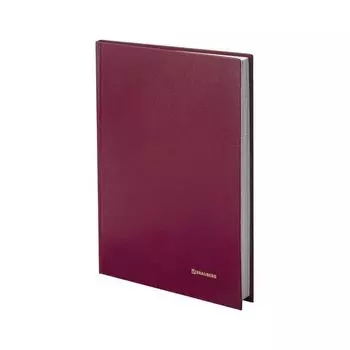 Книга учета 96 л., клетка, твердая, бумвинил, блок офсет, А4 (200х290 мм), BRAUBERG, бордовая, 130224