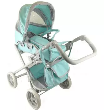 Коляска для кукол бирюзовая,в коробке материал:лен съемн.люлька,регулир.ручка,сумка,корзина,ДШВ 76,5*44*83 см MELOBO 9333/цвет №2