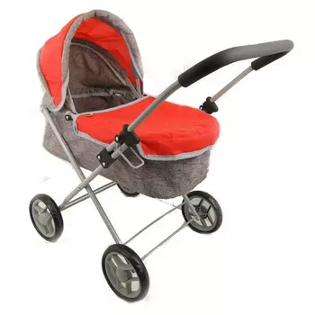 Коляска для кукол серо-красная,в коробке,материал:лен складная,классическая,ДШВ 59*36,5*58 см MELOBO 9619/цвет №1