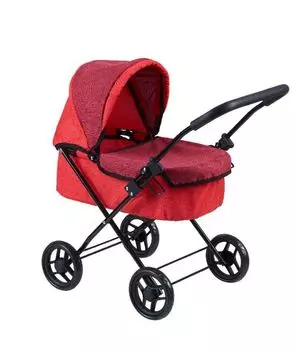 Коляска-люлька для кукол красная с отделкой вишневый меланж 9619/цвeт№4