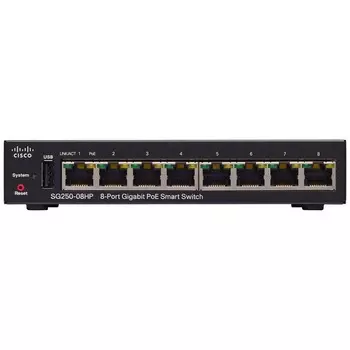 Коммутатор Cisco SG250-08HP-K9-EU