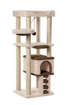 Комплекс для кошек Проша ковролин, молочный с коричневым