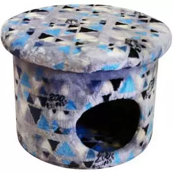 Комплекс для кошек Пуфик мех с рисунком "СКАНДИНАВИЯ" 52*52*37 см 84142