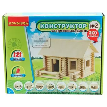 Конструктор из деревянных брусьев №2 BONDIBON BB2602