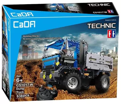 Конструктор Самосвал на РУ (638 дет) в коробке откидывающиеся кузов и кабина, USB зарядка Double Egle C51017W