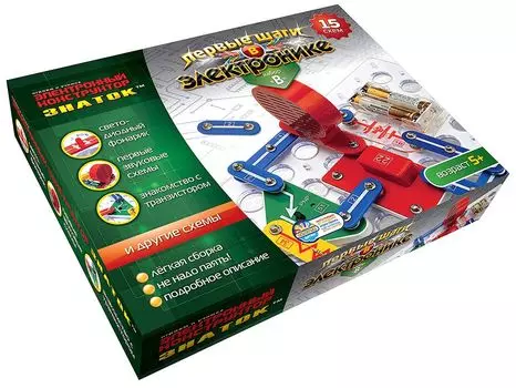 Конструктор Знаток 15B-Znat Первые шаги в электронике B "15 схем"