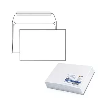 Конверты С5 (162х229 мм), отрывная полоса, белые, КОМПЛЕКТ 100 шт., внутренняя запечатка, С50.10.100С