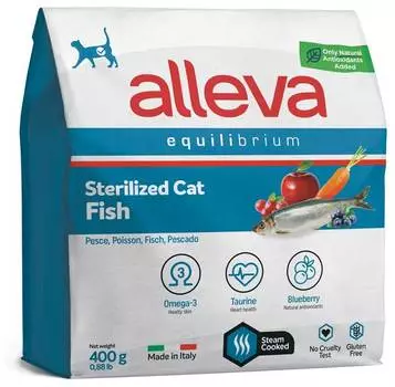 Корм сухой ALLEVA EQUILIBRIUM CAT Adult Sensitive Fish для взрослых кошек с рыбой 0,4 кг 1059