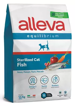 Корм сухой ALLEVA EQUILIBRIUM CAT Sterilized Fish для кастрированных котов и стерилизованных кошек c рыбой 1,5 кг 1165