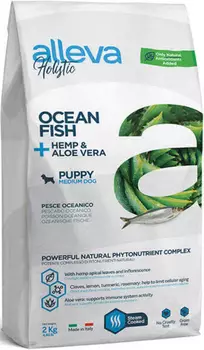 Корм сухой ALLEVA HOLISTIC DOG Puppy/Junior Ocean Fish Medium для щенков с океанической рыбой, коноплей и алое вера 2кг 2271