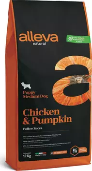 Корм сухой ALLEVA NATURAL DOG Puppy Chicken &amp; Pumpkin Medium для щенков с курицей и тыквой 12 кг 2134