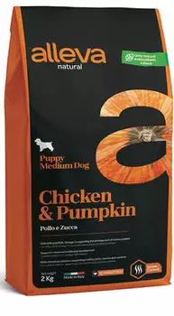 Корм сухой ALLEVA NATURAL DOG Puppy Chicken &amp; Pumpkin Medium для щенков с курицей и тыквой 2 кг 2042
