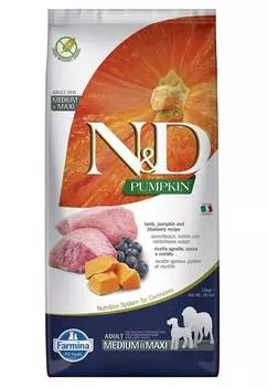 Корм сухой Farmina N&amp;D GF PUMPKIN для щенков MEDIUM/MAXI ягненок с черникой и тыквой 12 кг