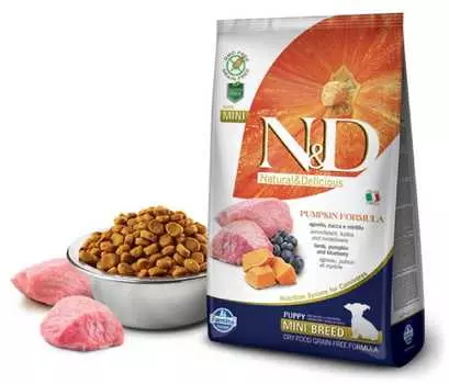 Корм сухой Farmina N&amp;D GF PUMPKIN для щенков MINI ягненок с черникой и тыквой 2,5 кг