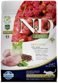 Корм сухой Farmina N&amp;D GF QUINOA DIGESTION LAMB для кошек ягненок и киноа для поддержки пищеварения 0,3 кг