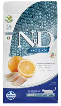 Корм сухой Farmina N&amp;D OCEAN для кошек сельдь с апельсином 10 кг