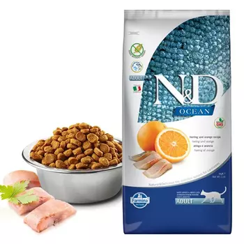 Корм сухой Farmina N&amp;D OCEAN для кошек сельдь с апельсином 5 кг