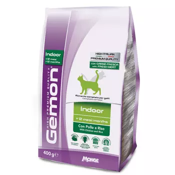 Корм сухой Gemon Cat Indoor для домашних кошек с курицей и рисом 400г