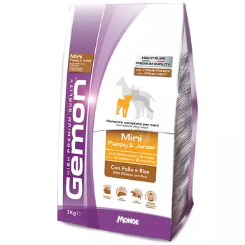 Корм сухой Gemon Dog Mini для щенков мелких пород курица с рисом 3 кг