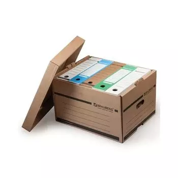 Короб архивный (405х330х265 мм), надстраиваемый, с крышкой, гофрокартон, BRAUBERG, 126521