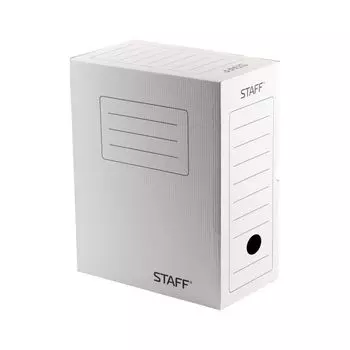 Короб архивный с клапаном А4 (260х325 мм), 150 мм, до 1400 листов, микрогофрокартон, БЕЛЫЙ, STAFF, 128866, (10 шт.)