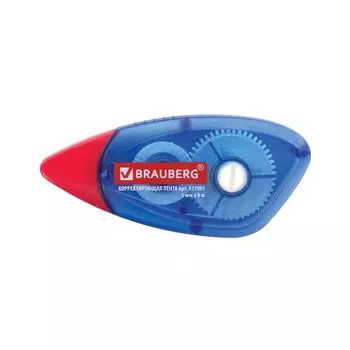 Корректирующая лента BRAUBERG 5 мм х 8 м, корпус синий, механизм перемотки, блистер, 227801, (12 шт.)