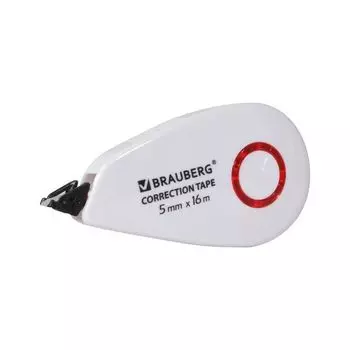 Корректирующая лента BRAUBERG SUPER, 5 мм х 16 м, корпус белый, блистер, 229061