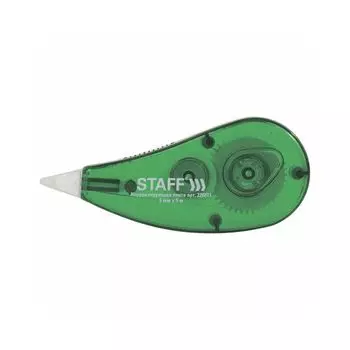 Корректирующая лента STAFF, 5 мм х 5 м, корпус зеленый, блистер, 226811, (12 шт.)