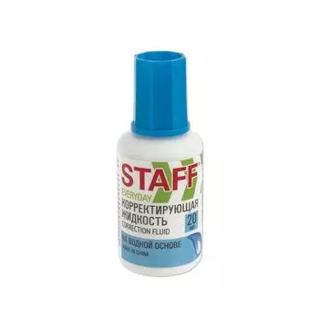 Корректирующая жидкость STAFF Everyday на водной основе, 20 мл, с кисточкой (24 шт.)
