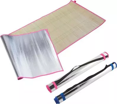 Коврик пляжный BX-002 с ручкой 60 х 180см (солома) с подкладкой из фольги, цв. в асс.