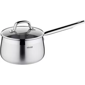 Ковш NADOBA VORSA 16 см/2 л, нержавеющая сталь, со стеклянной крышкой