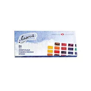 Краски акварельные художественные Ладога, 24 цвета, кювета 2,5 мл, картонная коробка, 2041026