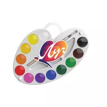 Краски акварельные ЛУЧ "Палитра", 12 цветов, медовые, с кистью, пластиковая коробка, 29С 1761-08