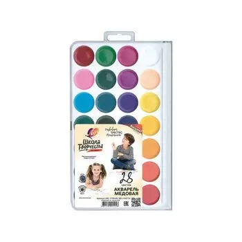 Краски акварельные ЛУЧ "Школа творчества", 28 цветов, медовые, без кисти,пластиковая коробка, 29С 1759-08