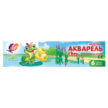 Краски акварельные ЛУЧ Zoo, 6 цветов, медовые, без кисти, картонная коробка, 19С1246-08, (20 шт.)