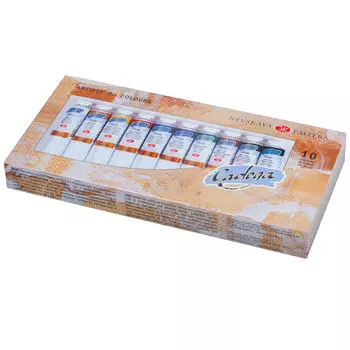 Краски масляные художественные Ладога, НАБОР 10 цветов по 46 мл, в тубах, 1241006