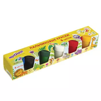 Краски пальчиковые ЮНЛАНДИЯ САФАРИ, 6 цветов по 35 мл, в баночках, ВЫСШЕЕ КАЧЕСТВО, 191339