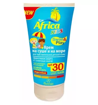 Крем на суше и на море Floresan Africa kids SPF 30 с Д-пантенолом и календулой 150 мл.