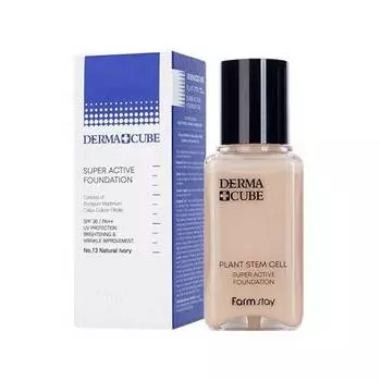 Крем тональный с лифтинг- эффектом FarmStay Derma Cube Plant Stem Cell Super Active Foundation #13 50мл